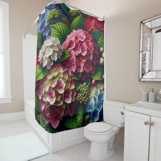 "Vibrant Hydrangeas with Dew" Duschvorhang (Beispiel)
