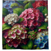 "Vibrant Hydrangeas with Dew" Duschvorhang (Vorderseite)