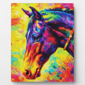 Vibrant Impasto Horse Portrait Colorful Wild Fotoplatte (Vorderseite)