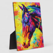 Vibrant Impasto Horse Portrait Colorful Wild Fotoplatte (Seite)