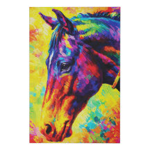 Vibrant Impasto Horse Portrait Colorful Wild