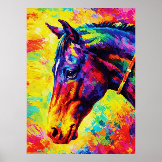 Vibrant Impasto Horse Portrait Colorful Wild Poster (Vorne)