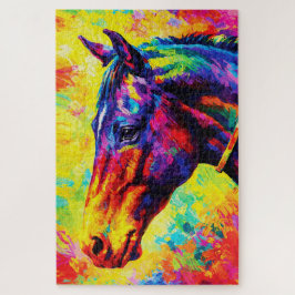 Vibrant Impasto Horse Portrait Colorful Wild Puzzle
