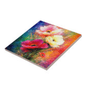 Vibrant Impressionist Poppy Flowers Fliese (Seite)