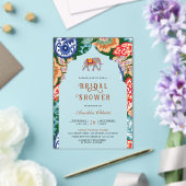 Vibrant Indian Folk Art Elephant Bridal Shower Acryleinladungen (In Situ (Hochzeit))