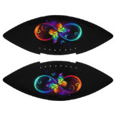 Vibrant infinity with rainbow butterfly on black football (Paneele)