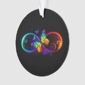 Vibrant infinity with rainbow butterfly on black ornament (Vorderseite)