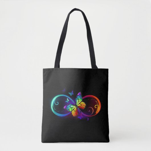 Vibrant infinity with rainbow butterfly on black tasche (Vorderseite)