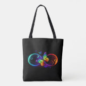 Vibrant infinity with rainbow butterfly on black tasche (Rückseite)