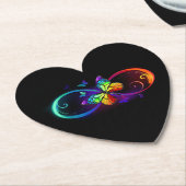 Vibrant infinity with rainbow butterfly on black untersetzer (angewinkelt)