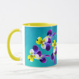 Vibrant Johnny Jump-up Laughing Violas Tasse