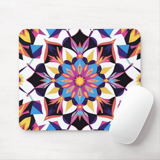 Vibrant Kaleidoscope Mandala Pattern Mousepad (Mit Mouse)