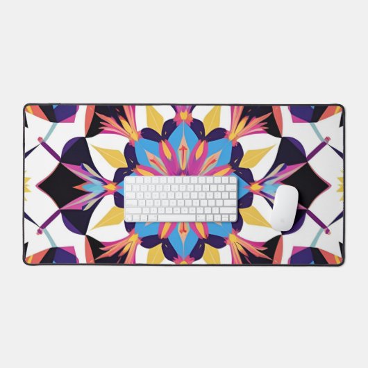 Vibrant Kaleidoscope Mandala Pattern Schreibtischunterlage (Tastatur & Maus)