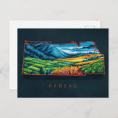 Vibrant Kansas Map Art Postkarte (Vorne/Hinten)