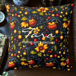 Vibrant Khokhloma Inspiriert Blumendekoration Kissen