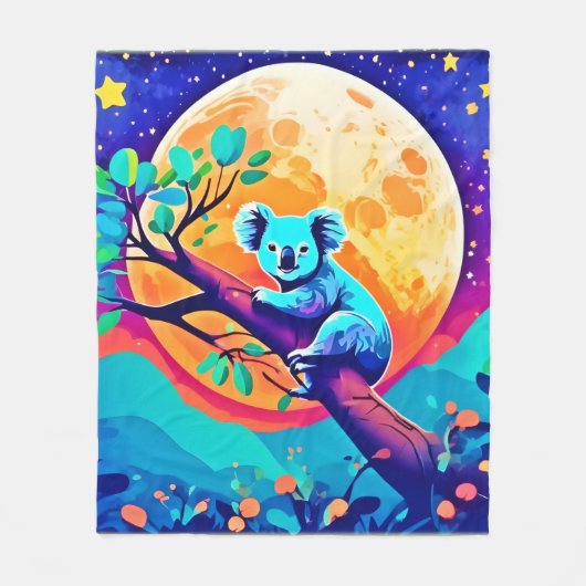 Vibrant Koala Moon Fleecedecke (Vorderseite)