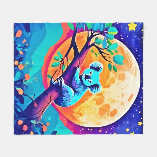 Vibrant Koala Moon Fleecedecke (Vorderseite (Horizontal))