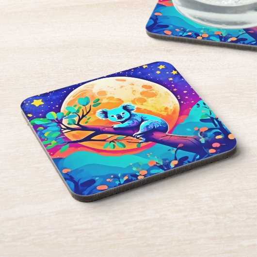 Vibrant Koala Moon Getränkeuntersetzer (Linke Seite)