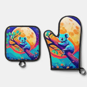 Vibrant Koala Moon Ofenhandschuh & Topflappen-Set (Vorderseite)