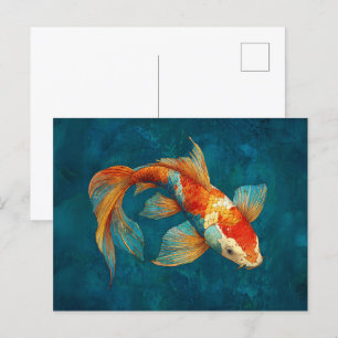 Vibrant Koi Fish Illustration Postkarte