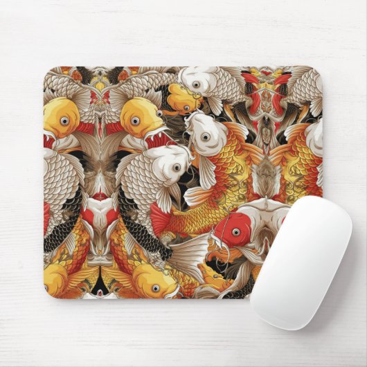 Vibrant Koi Harmony - Japanischer Koi Fisch Nahtlo Mousepad (Mit Mouse)
