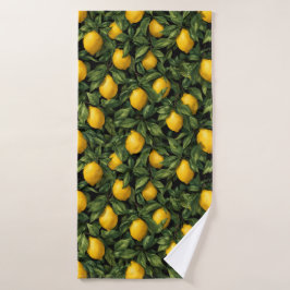 Vibrant Lemon Citrus Tree Pattern Badehandtuch
