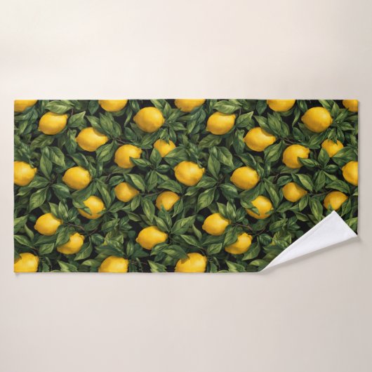 Vibrant Lemon Citrus Tree Pattern Badehandtuch (Badehandtuch)
