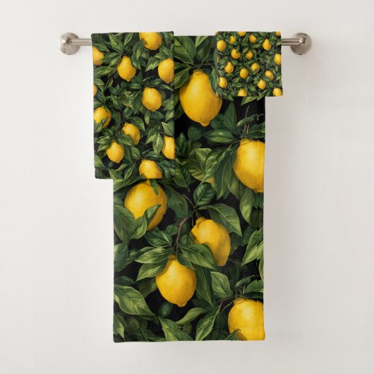 Vibrant Lemon Citrus Tree Pattern Badhandtuch Set (Insitu)