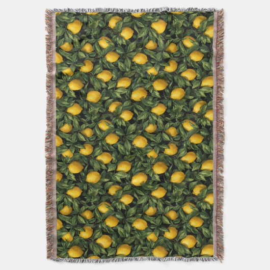 Vibrant Lemon Citrus Tree Pattern Decke (Vorderseite Vertikal)
