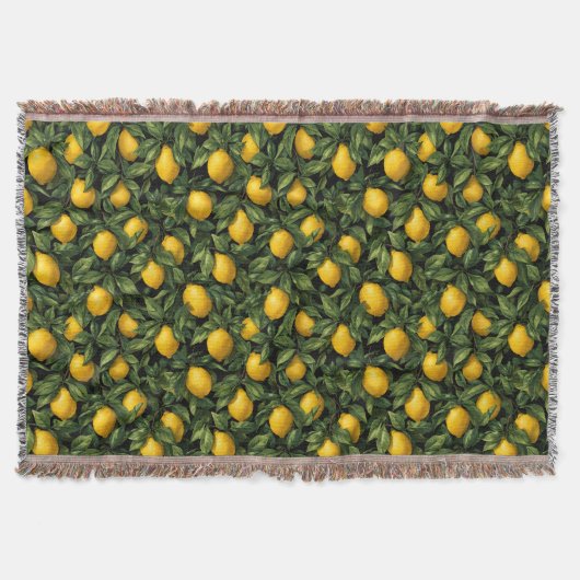 Vibrant Lemon Citrus Tree Pattern Decke (Vorderseite)