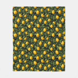 Vibrant Lemon Citrus Tree Pattern Fleecedecke