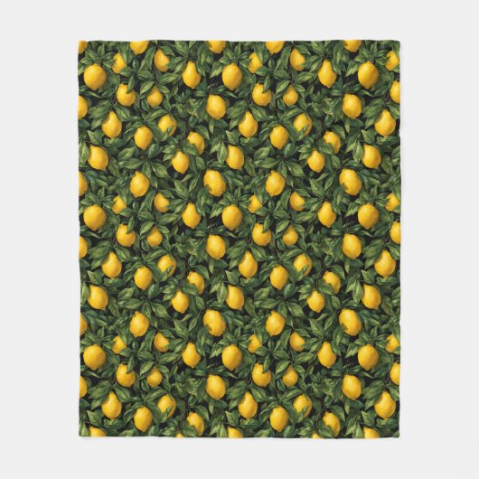 Vibrant Lemon Citrus Tree Pattern Fleecedecke (Vorderseite)