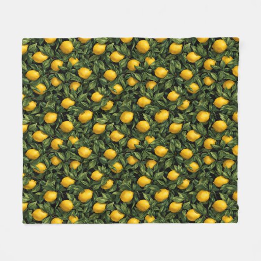 Vibrant Lemon Citrus Tree Pattern Fleecedecke (Vorderseite (Horizontal))