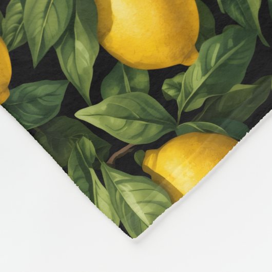 Vibrant Lemon Citrus Tree Pattern Fleecedecke (Ecke)