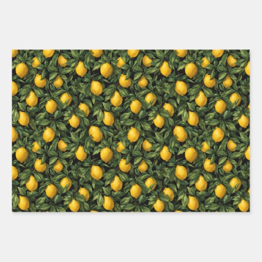 Vibrant Lemon Citrus Tree Pattern Geschenkpapier Set (Vorderseite 3)
