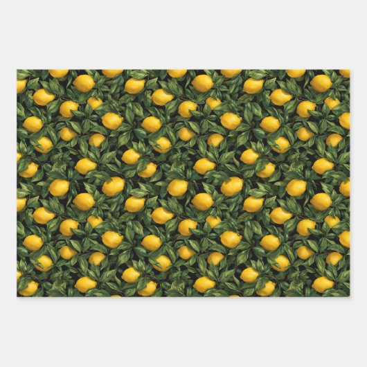 Vibrant Lemon Citrus Tree Pattern Geschenkpapier Set (Vorderseite 2)