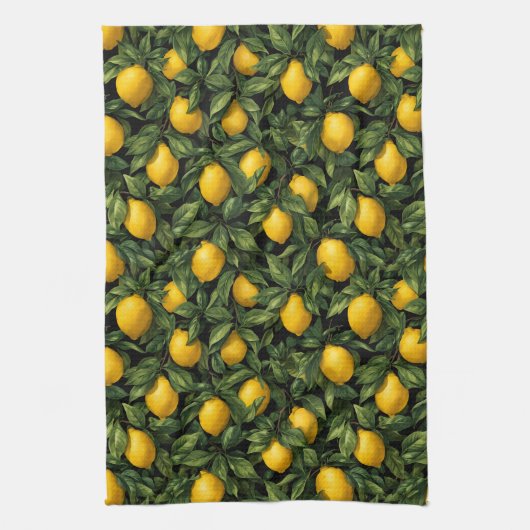 Vibrant Lemon Citrus Tree Pattern Geschirrtuch (Vertikal)