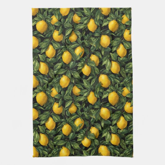 Vibrant Lemon Citrus Tree Pattern Geschirrtuch (Vertikal)