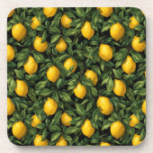 Vibrant Lemon Citrus Tree Pattern Getränkeuntersetzer (Vorderseite)