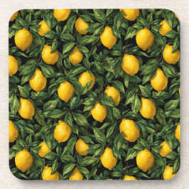 Vibrant Lemon Citrus Tree Pattern Getränkeuntersetzer