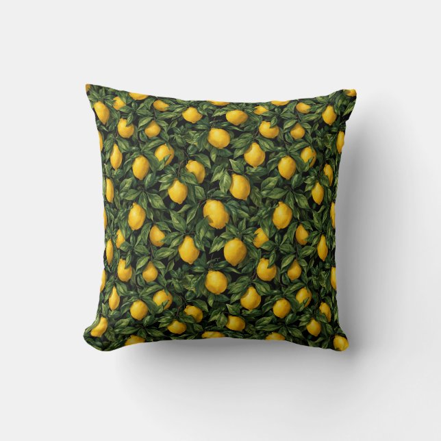Vibrant Lemon Citrus Tree Pattern Kissen (Vorderseite)