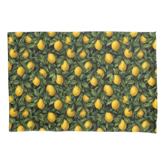 Vibrant Lemon Citrus Tree Pattern Kissenbezug (Vorderseite)