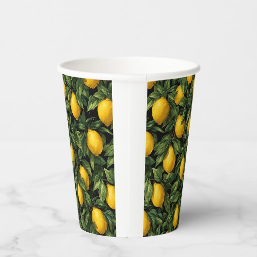 Vibrant Lemon Citrus Tree Pattern Pappbecher (Rechts)