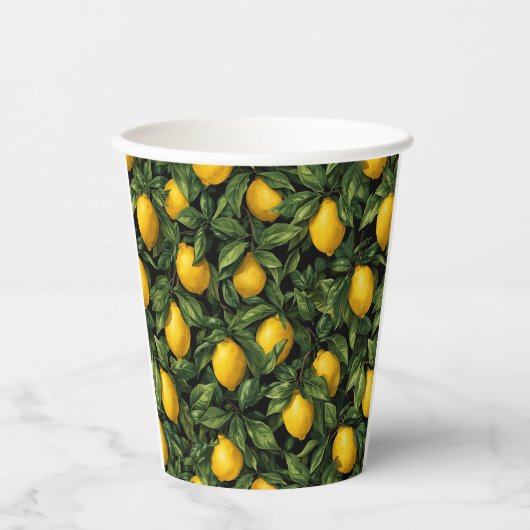 Vibrant Lemon Citrus Tree Pattern Pappbecher (Vorderseite)