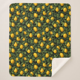 Vibrant Lemon Citrus Tree Pattern Sherpadecke