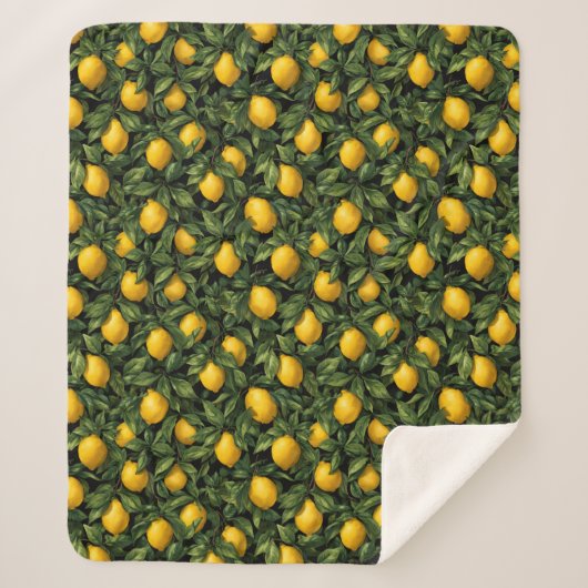 Vibrant Lemon Citrus Tree Pattern Sherpadecke (Vorderseite)