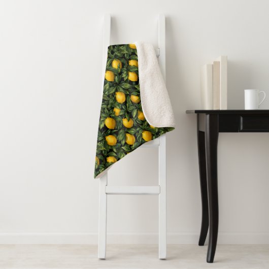 Vibrant Lemon Citrus Tree Pattern Sherpadecke (Beispiel)