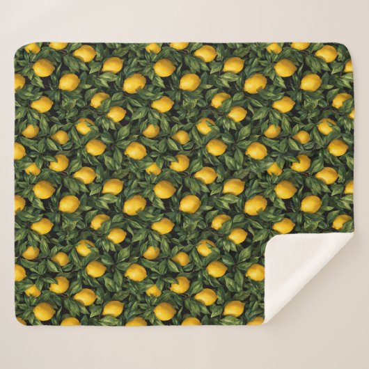 Vibrant Lemon Citrus Tree Pattern Sherpadecke (Vorderseite (Horizontal))
