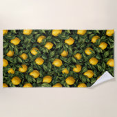 Vibrant Lemon Citrus Tree Pattern Strandtuch (Vorderseite)