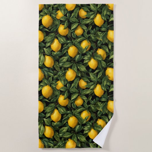 Vibrant Lemon Citrus Tree Pattern Strandtuch (Vorderseite)